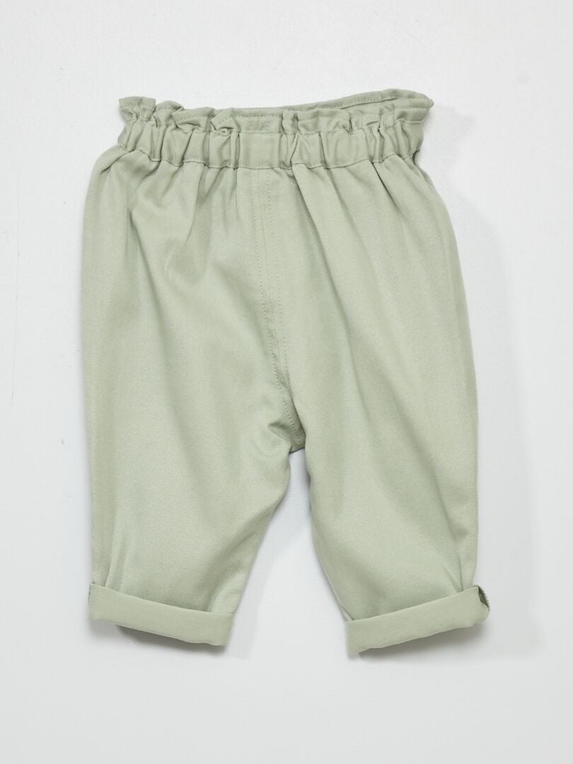 Pantalon sarouel uni vert cendré - Kiabi