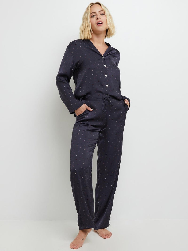 Pantalon satin Clothilde - RougeGorge Lingerie Bleu Multicolore - Kiabi