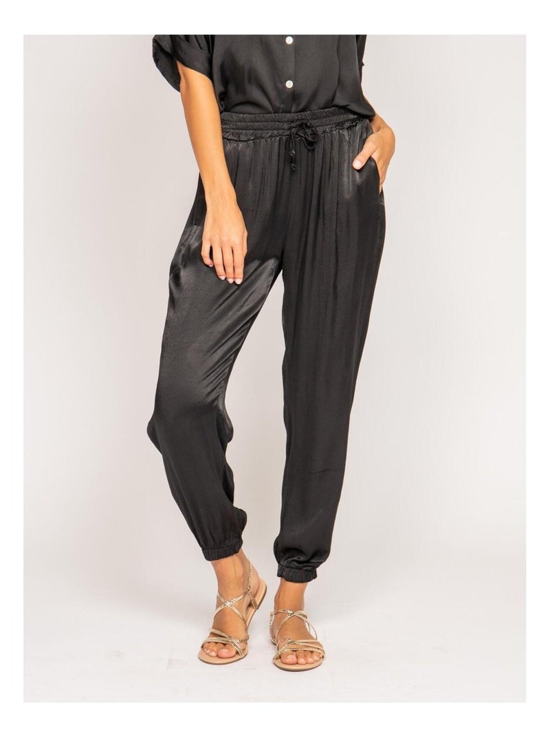 Pantalon satin EBLY Noir - Kiabi