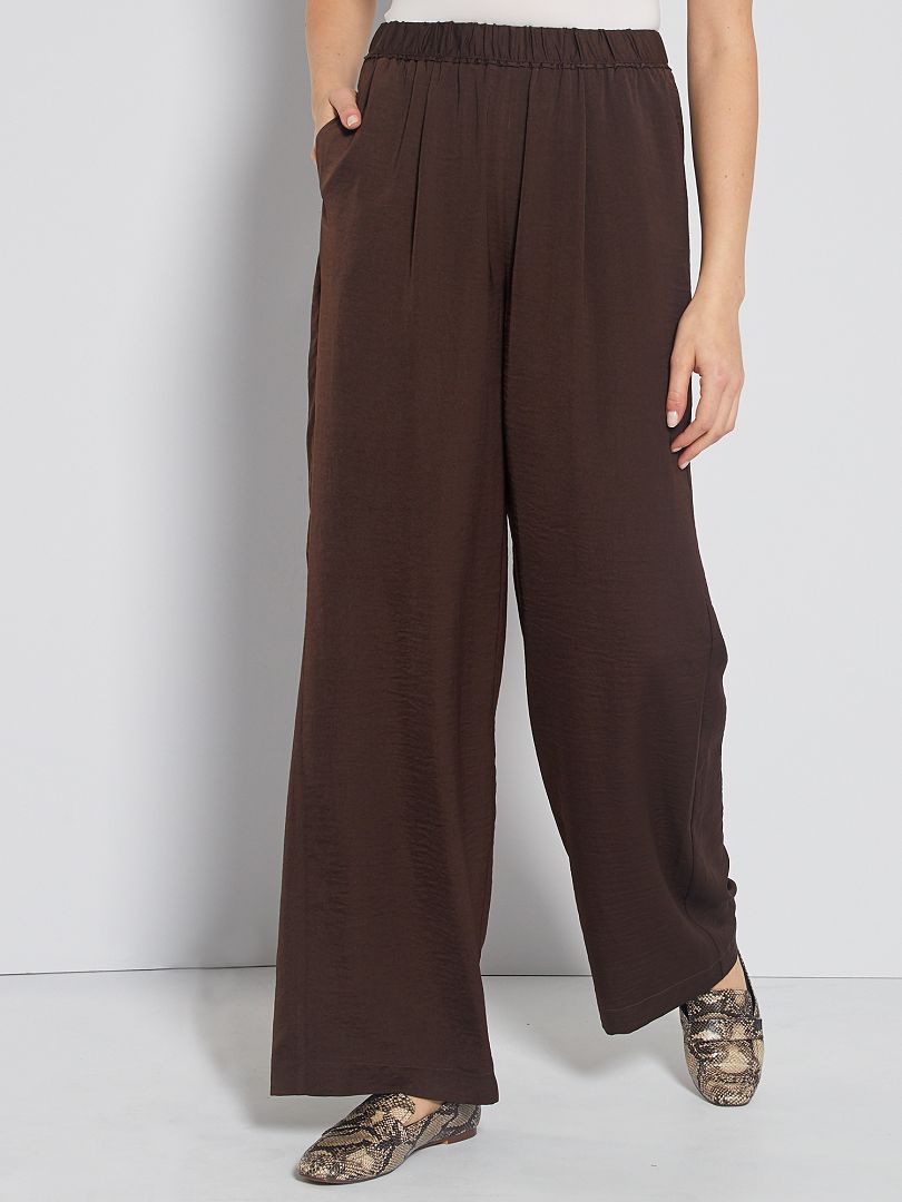 Pantalon satiné marron café - Kiabi