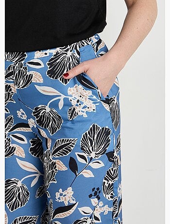Pantalon satiné, motif fleurs d'Orient - Afibel