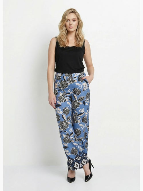 Pantalon satiné, motif fleurs d'Orient - Afibel - Kiabi
