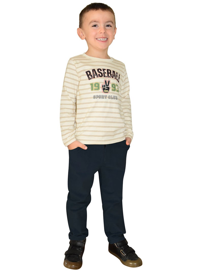 Pantalon sim velours cotele enfant Bleu - Kiabi