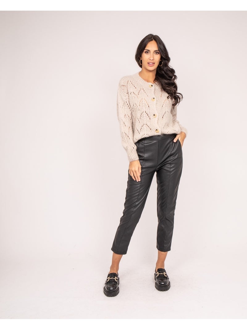 Pantalon simili cuir EMBER Noir - Kiabi