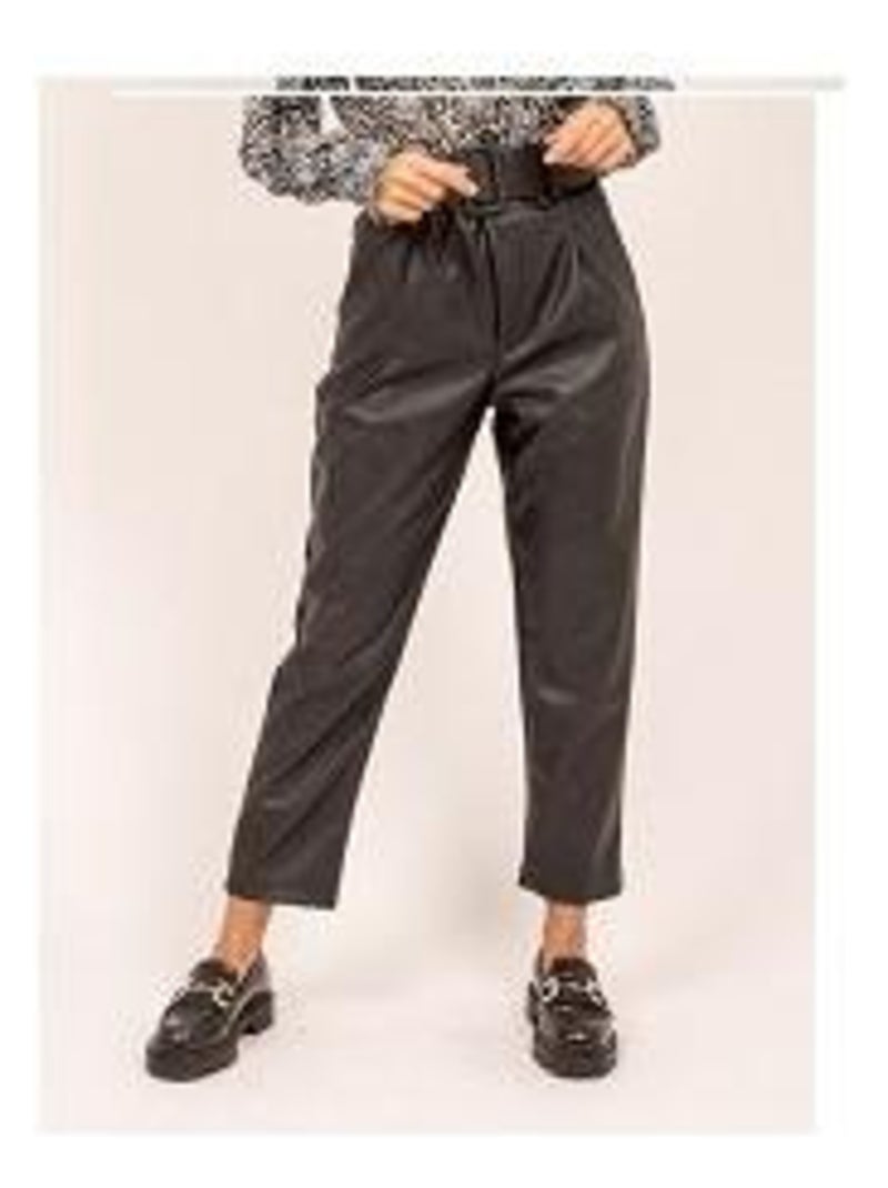 Pantalon simili ekine Noir - Kiabi