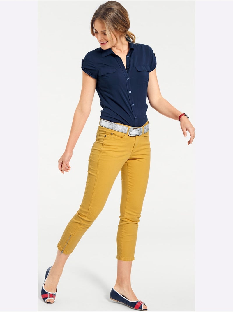 Pantalon skinny - taille courte - helline Jaune moutarde - Kiabi