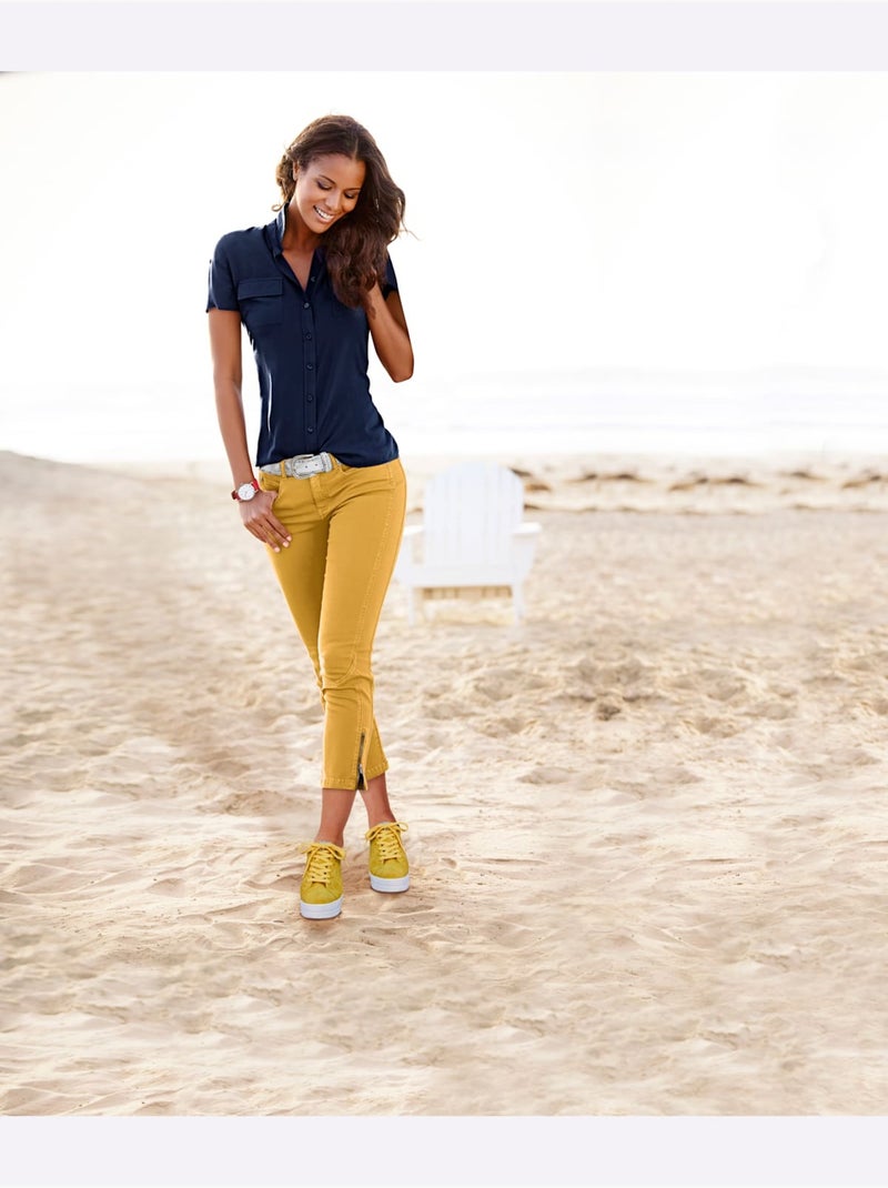 Pantalon skinny - taille standard - helline Jaune moutarde - Kiabi