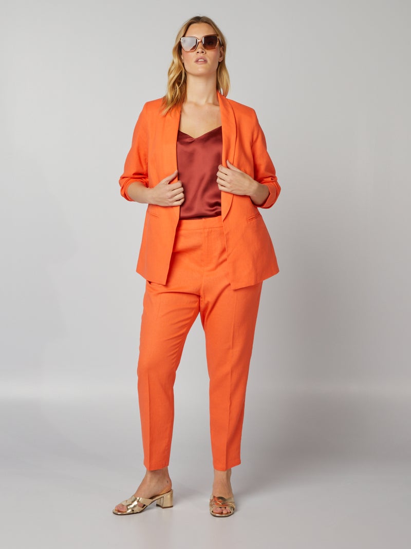 Pantalon skinny avec lin Orange - Kiabi