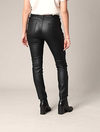 Pantalon skinny cinq poches enduit noir 'Deeluxe'