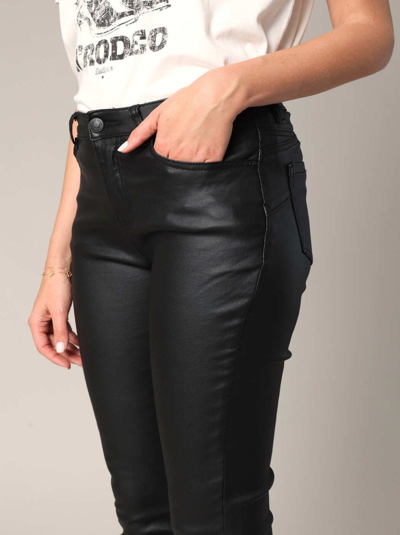 Pantalon skinny cinq poches enduit noir 'Deeluxe' Noir - Kiabi
