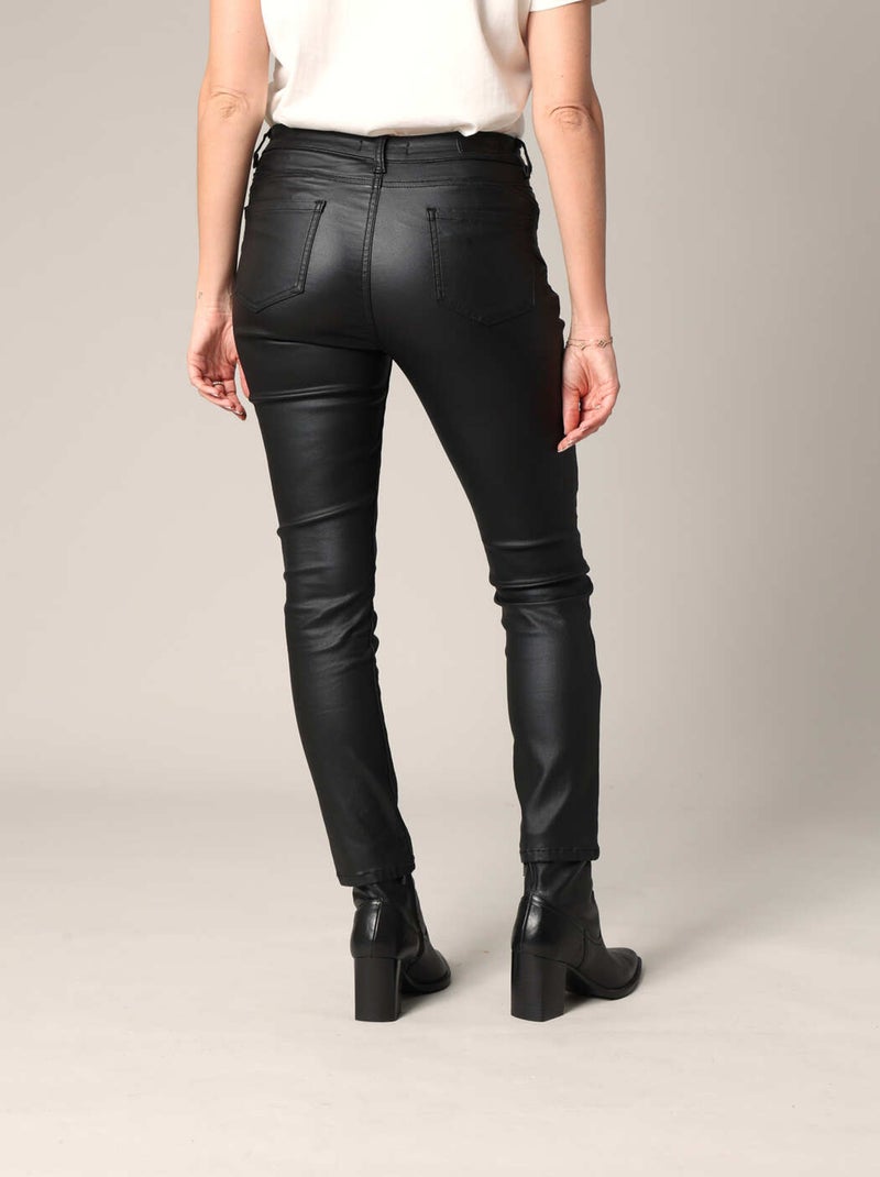 Pantalon skinny cinq poches enduit noir 'Deeluxe' Noir - Kiabi