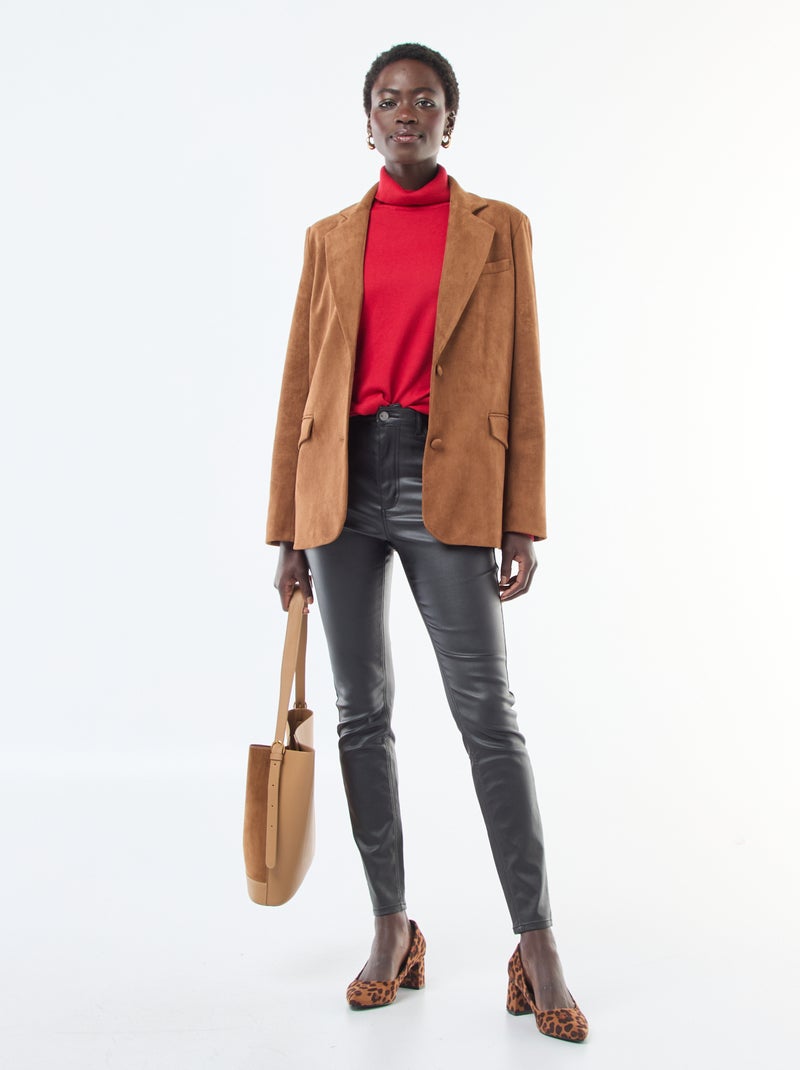 Pantalon skinny coated uni Noir - Kiabi