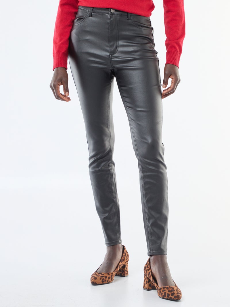 Pantalon skinny coated uni Noir - Kiabi