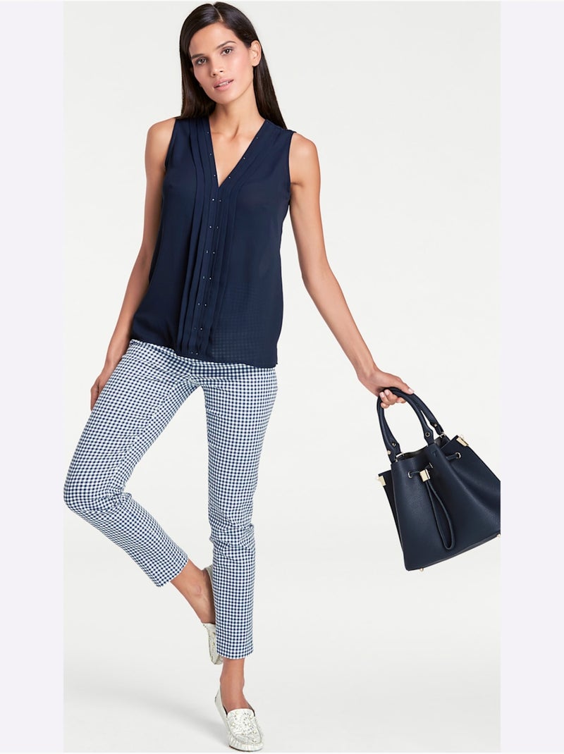 Pantalon Skinny Coupe Skinny - Taille Courte - Helline Bleu Blanc - Kiabi