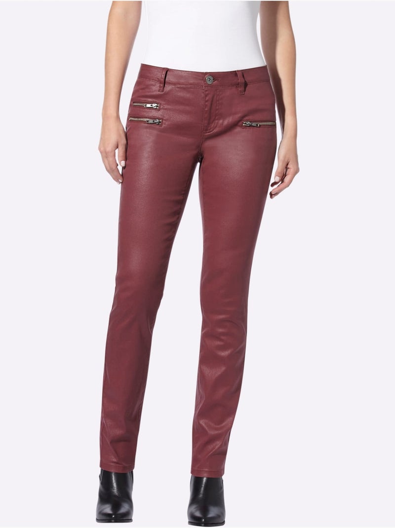 Pantalon Skinny Coupe Skinny - Taille Courte - helline Bordeaux - Kiabi