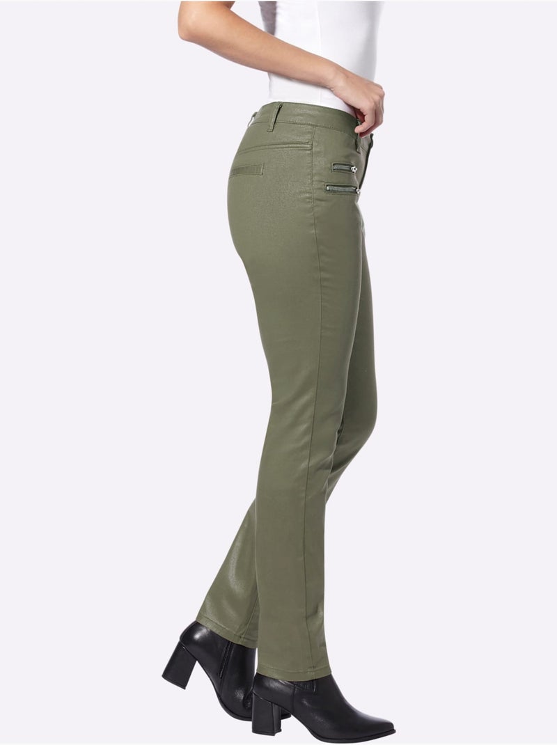 Pantalon Skinny Coupe Skinny - Taille Courte - helline Kaki - Kiabi