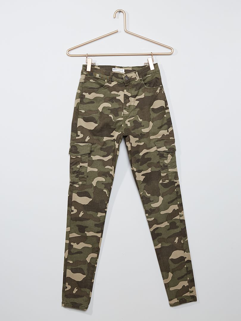 Pantalon skinny cropped taille très haute camouflage - Kiabi