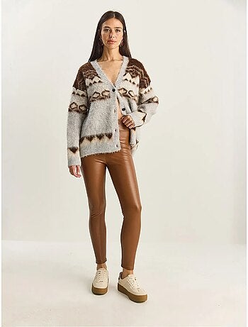 Pantalon skinny en similicuir à taille élastique lucci