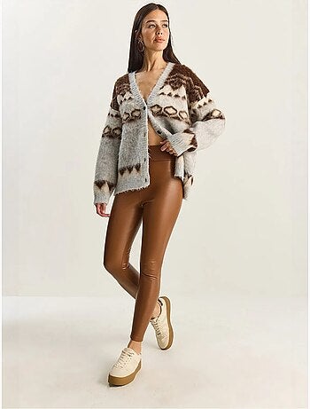 Pantalon skinny en similicuir à taille élastique lucci