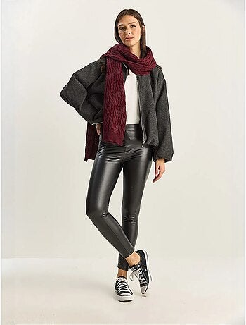 Pantalon skinny en similicuir à taille élastique lucci