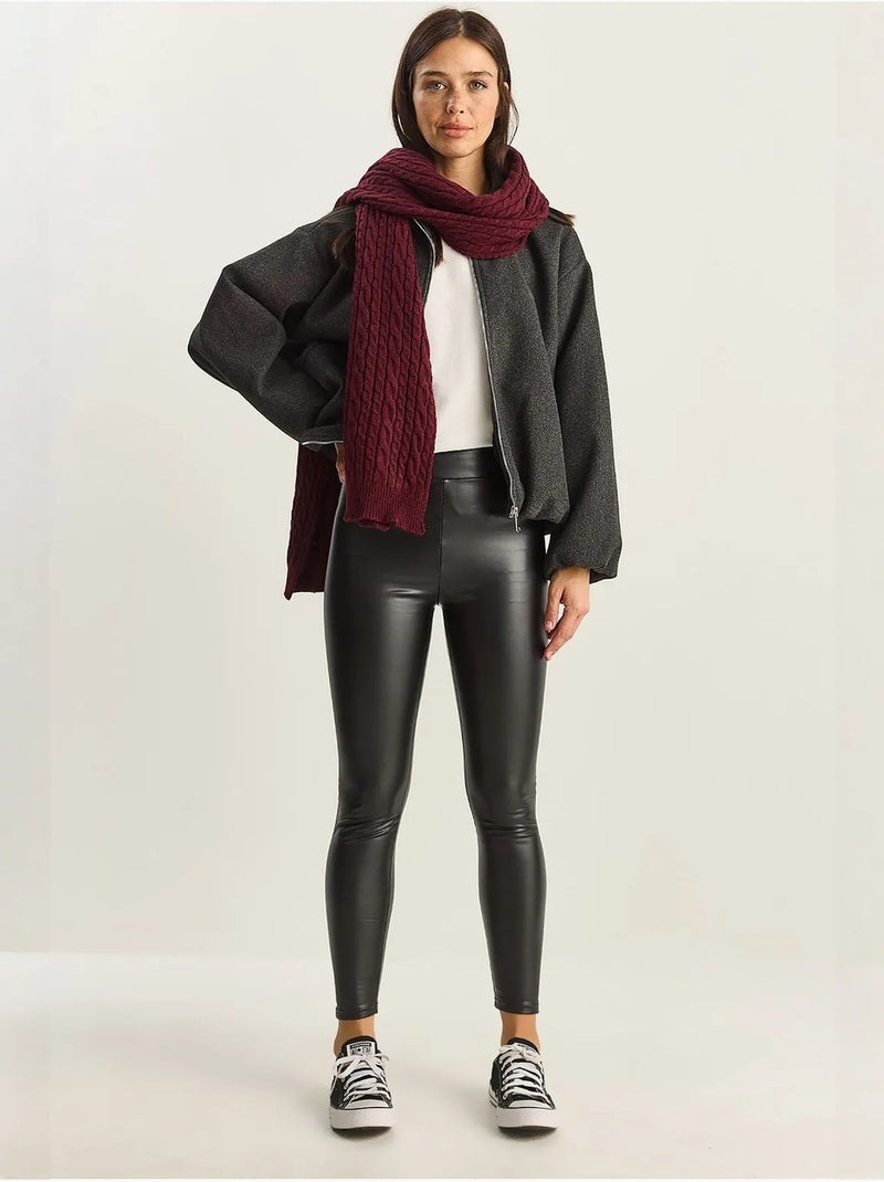 Pantalon skinny en similicuir à taille élastique lucci Noir - Kiabi