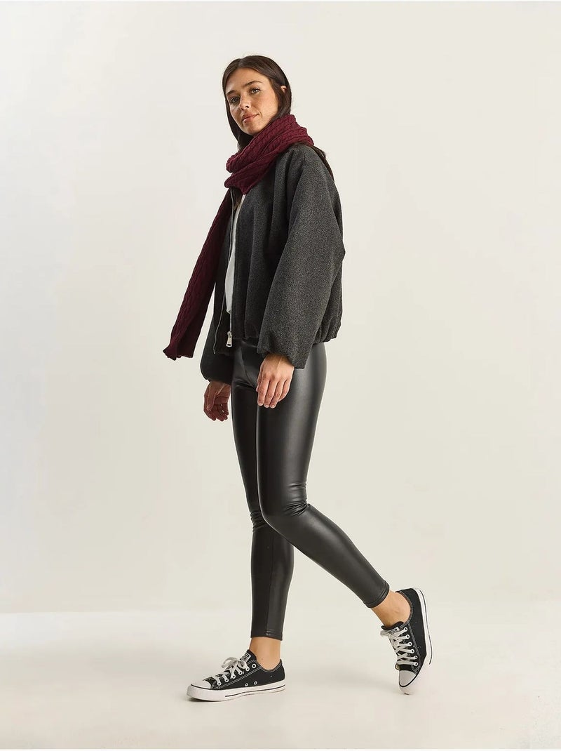 Pantalon skinny en similicuir à taille élastique lucci Noir - Kiabi