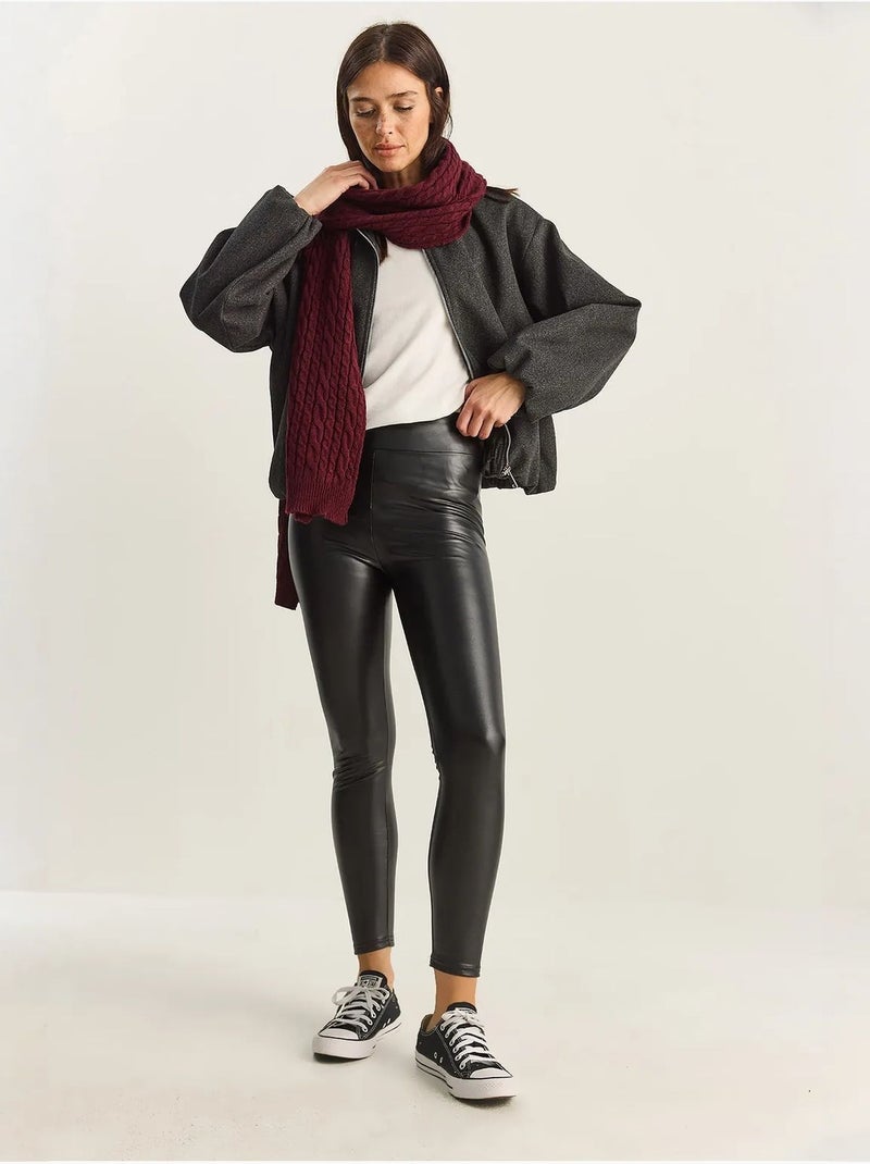 Pantalon skinny en similicuir à taille élastique lucci Noir - Kiabi