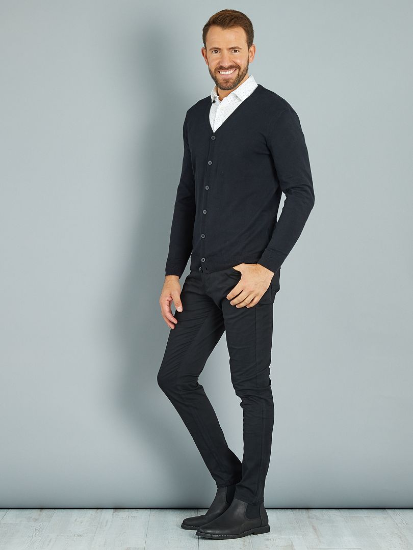 Pantalon skinny en twill de coton stretch noir - Kiabi