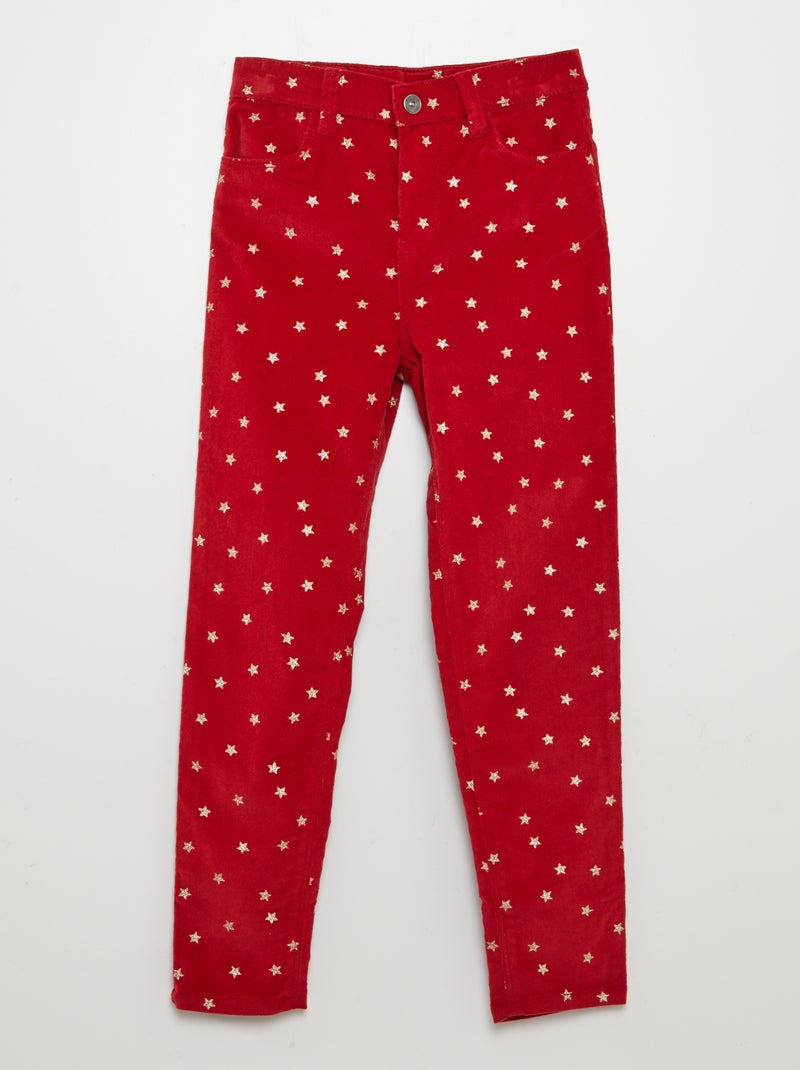 Pantalon skinny en velours Rouge - Kiabi