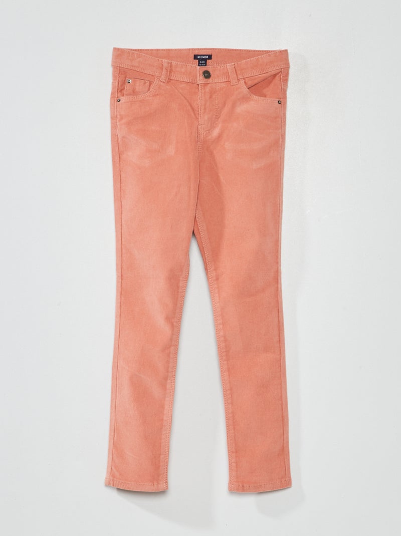 Pantalon skinny en velours uni rose - Kiabi