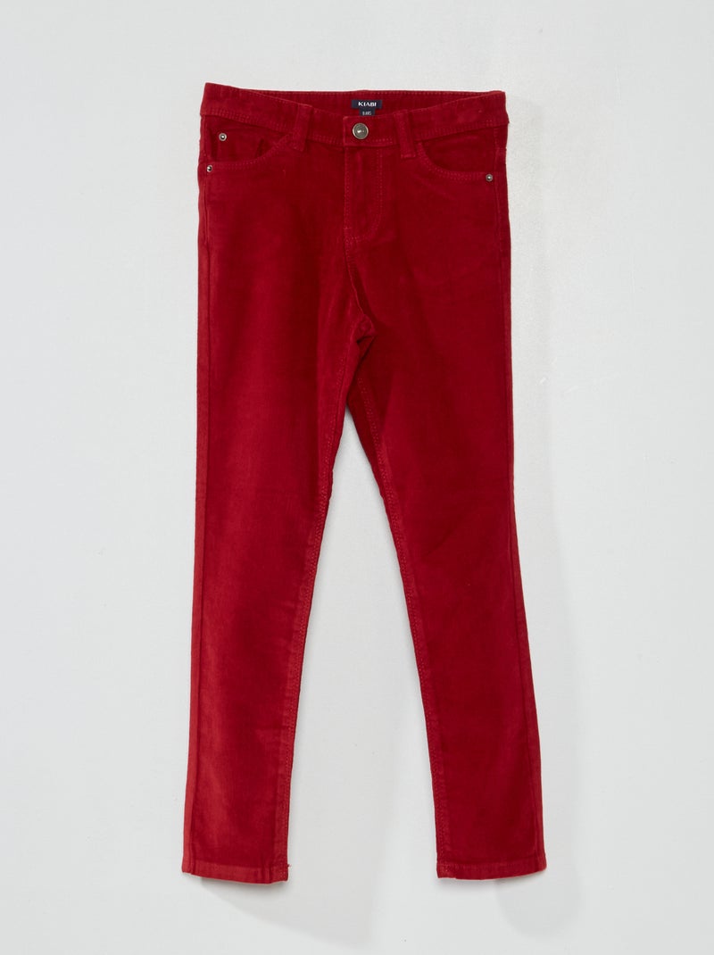 Pantalon skinny en velours uni Rouge - Kiabi