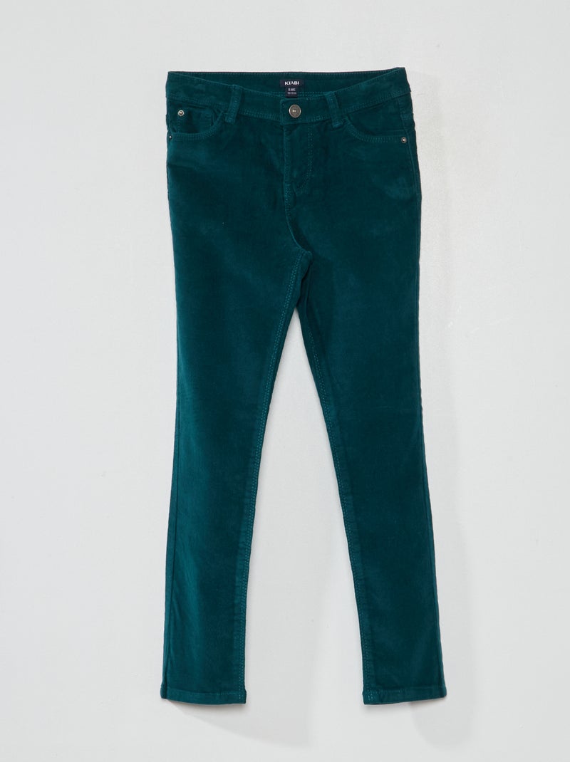 Pantalon skinny en velours uni vert - Kiabi