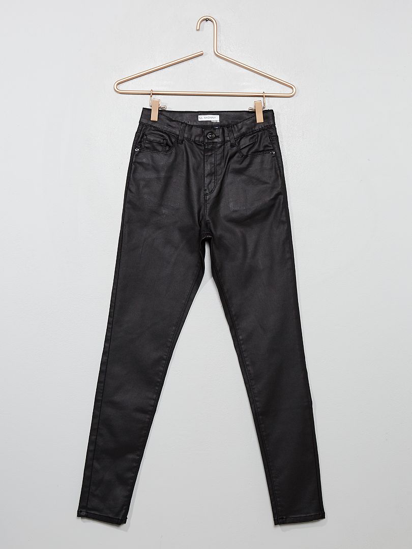 Pantalon skinny enduit noir - Kiabi