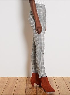 Pantalon skinny imprimé 'Prince de Galles' - Kiabi