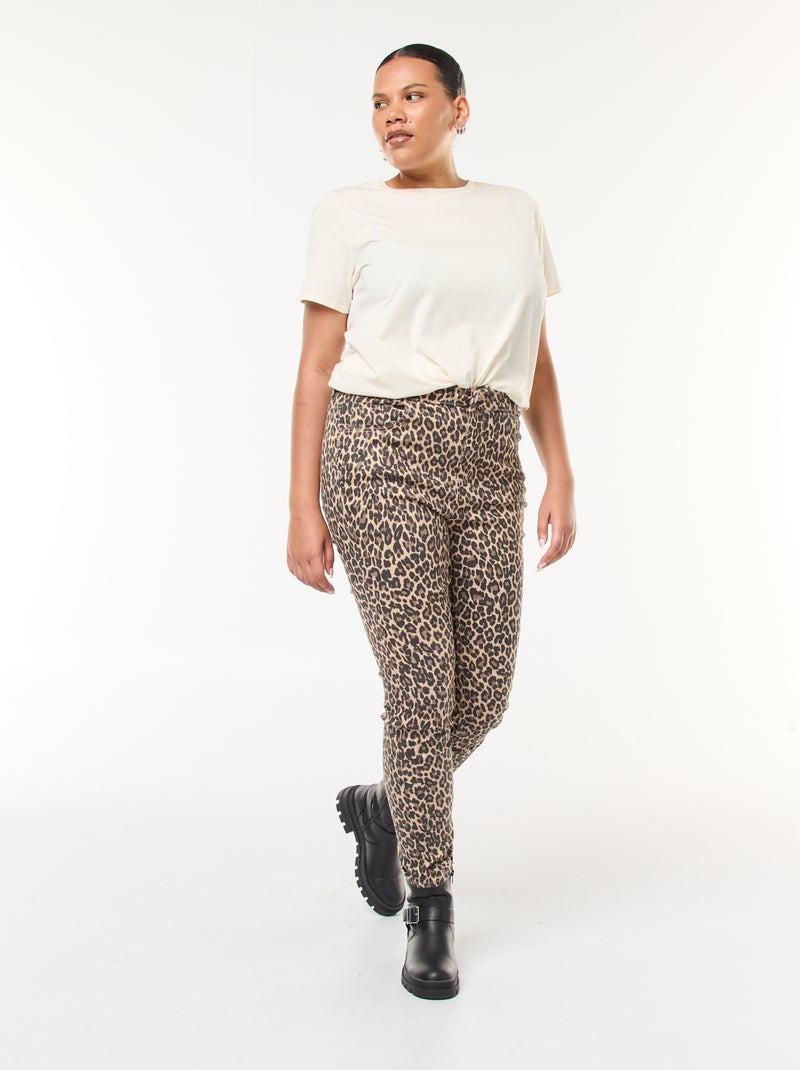 Pantalon skinny taille haute Beige - Kiabi