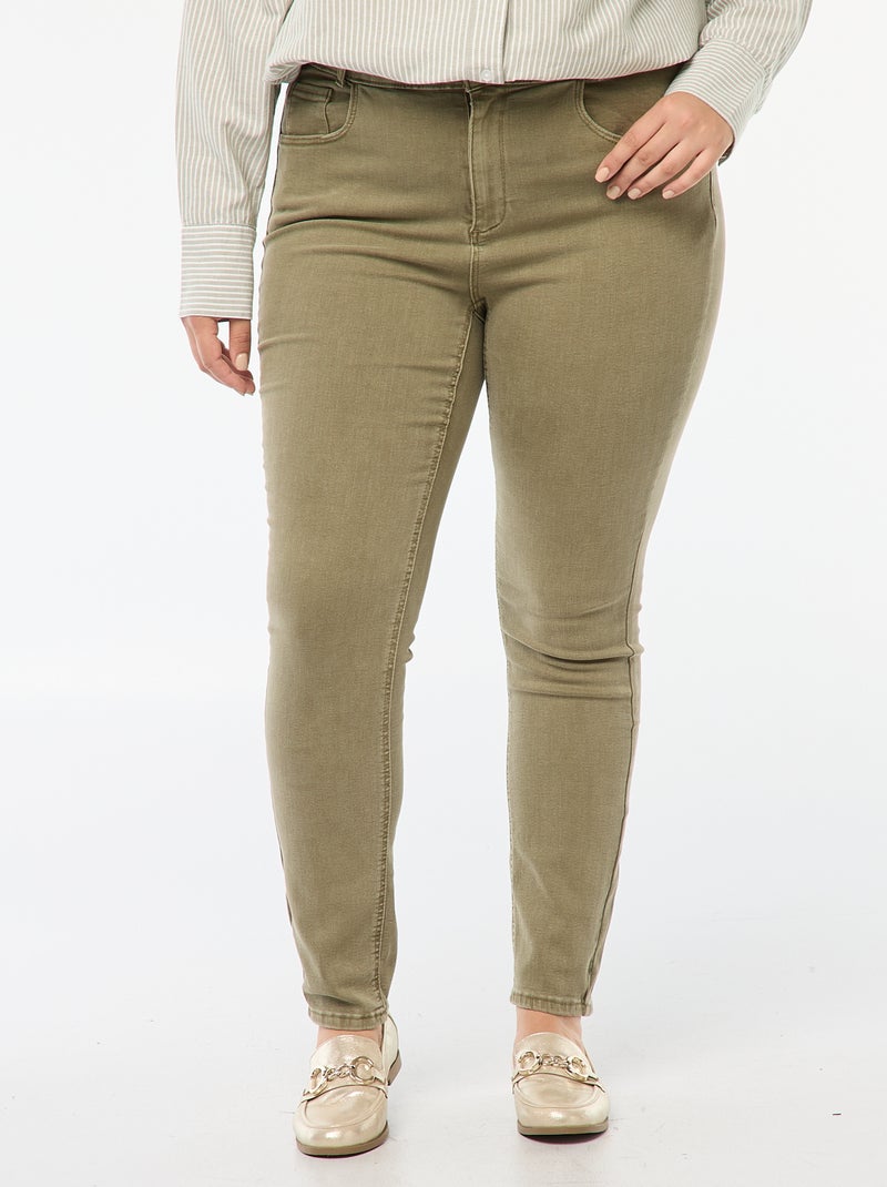 Pantalon skinny taille haute Kaki - Kiabi