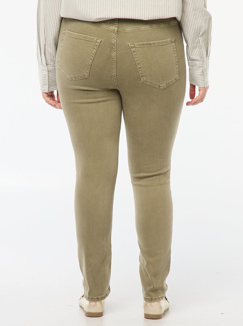 Pantalon skinny taille haute Kaki - Kiabi