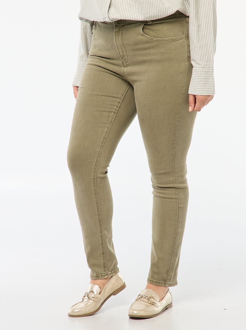 Pantalon skinny taille haute Kaki - Kiabi