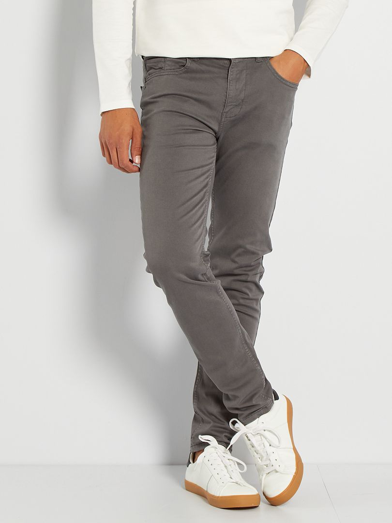 Pantalon slim 5 poches - L32 gris - Kiabi