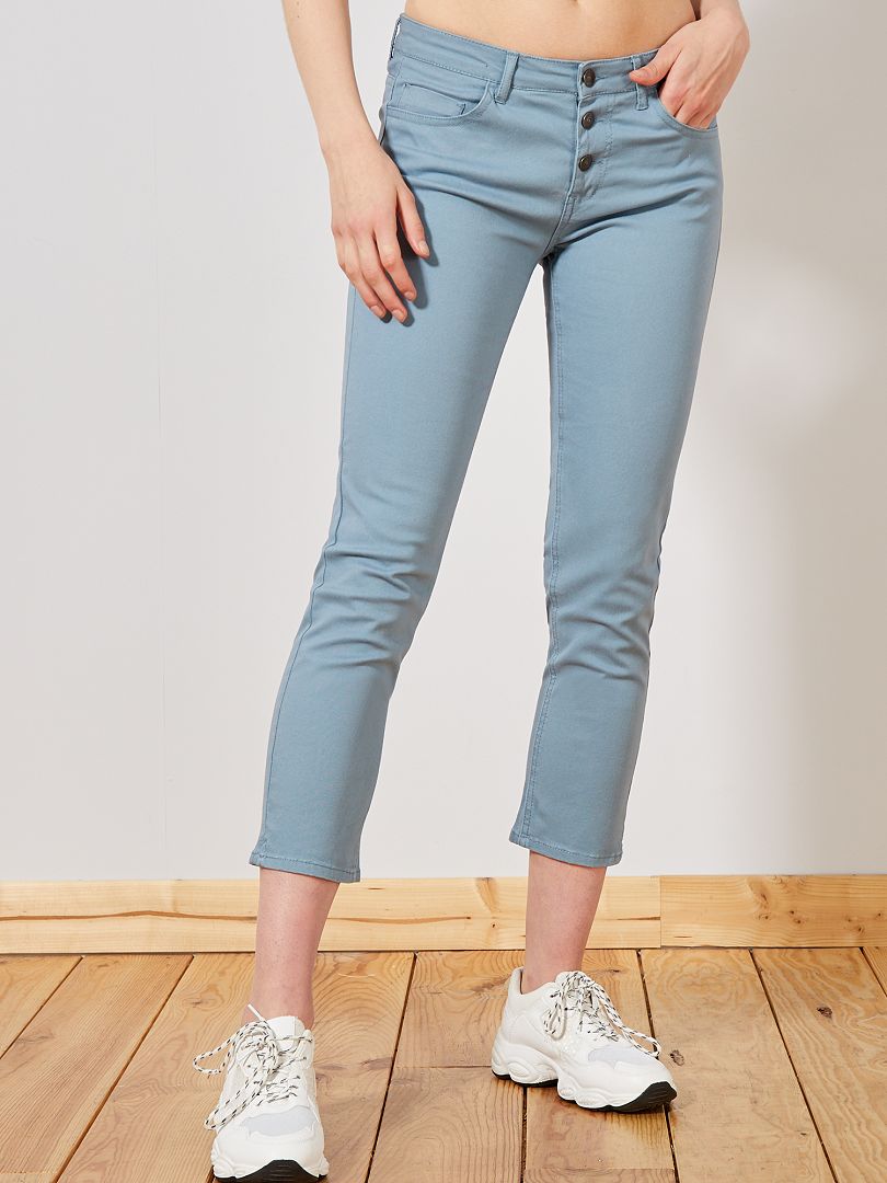 Pantalon slim 7/8e bleu gris - Kiabi