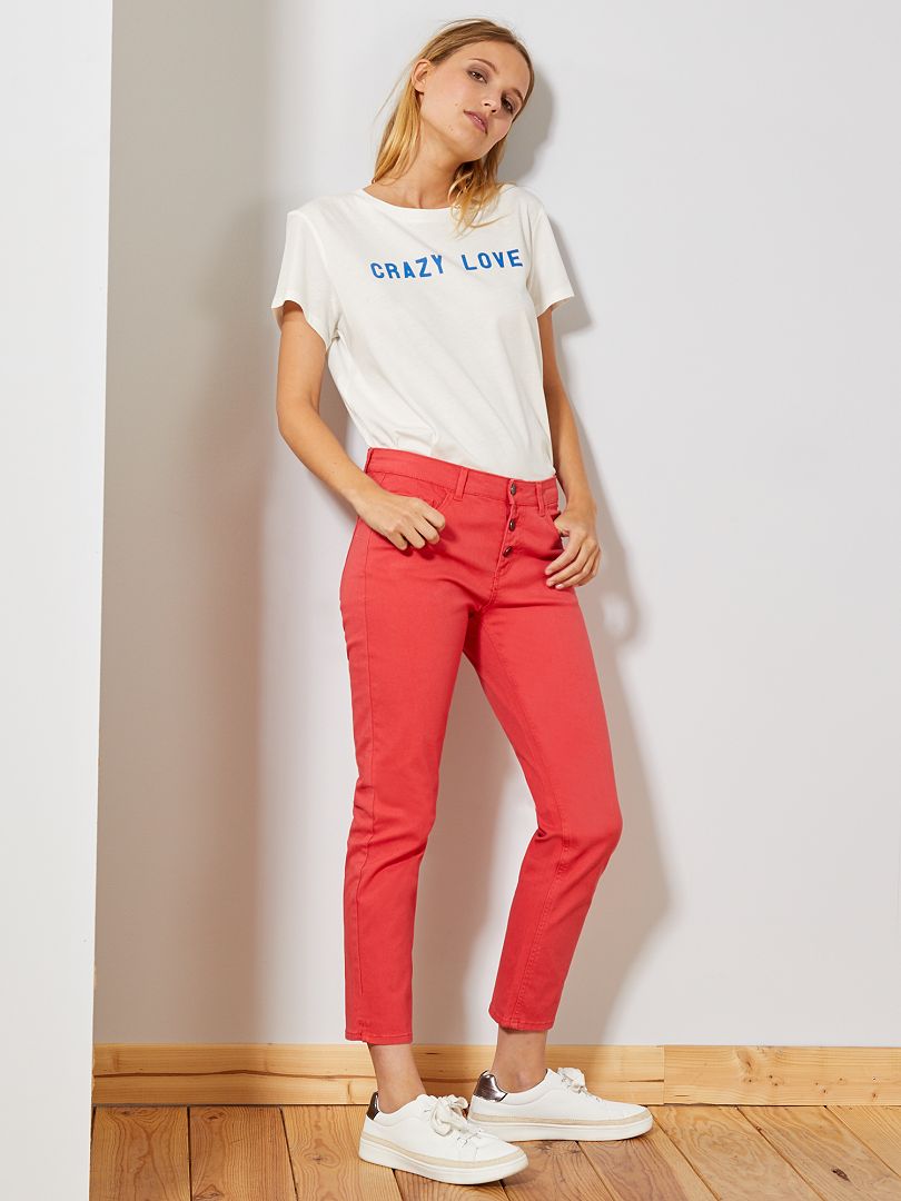 Pantalons & Leggings Femme  Pantalon skinny fleuri Rouge