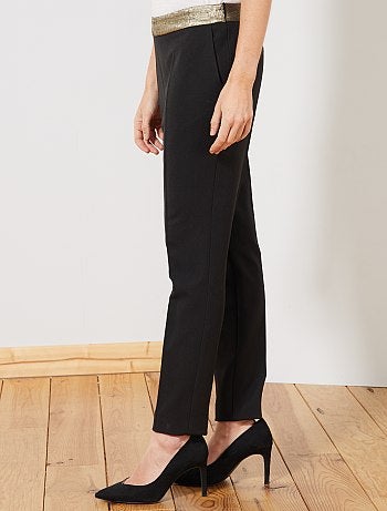 Pantalon slim avec détails dorés - Kiabi