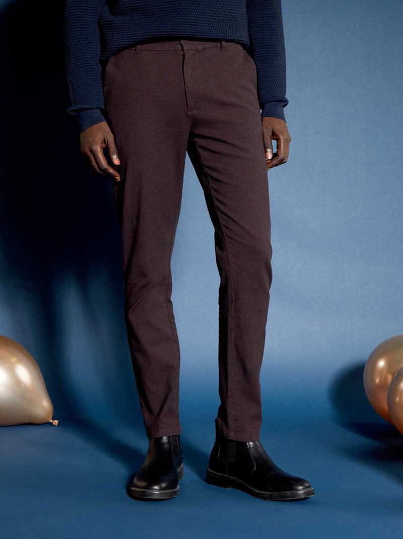 Pantalon slim chino Violet/noir - Kiabi