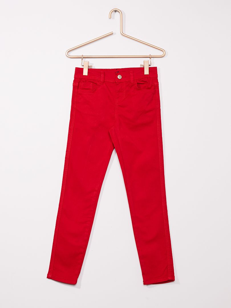 Pantalon slim coloré rouge - Kiabi
