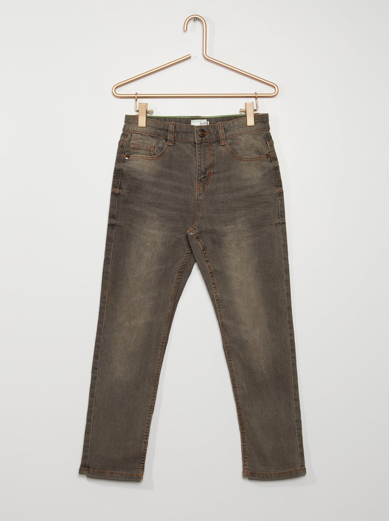 Pantalon slim denim gris - Kiabi
