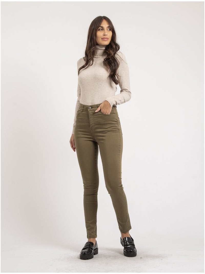 Pantalon slim EDITH Kaki - Kiabi