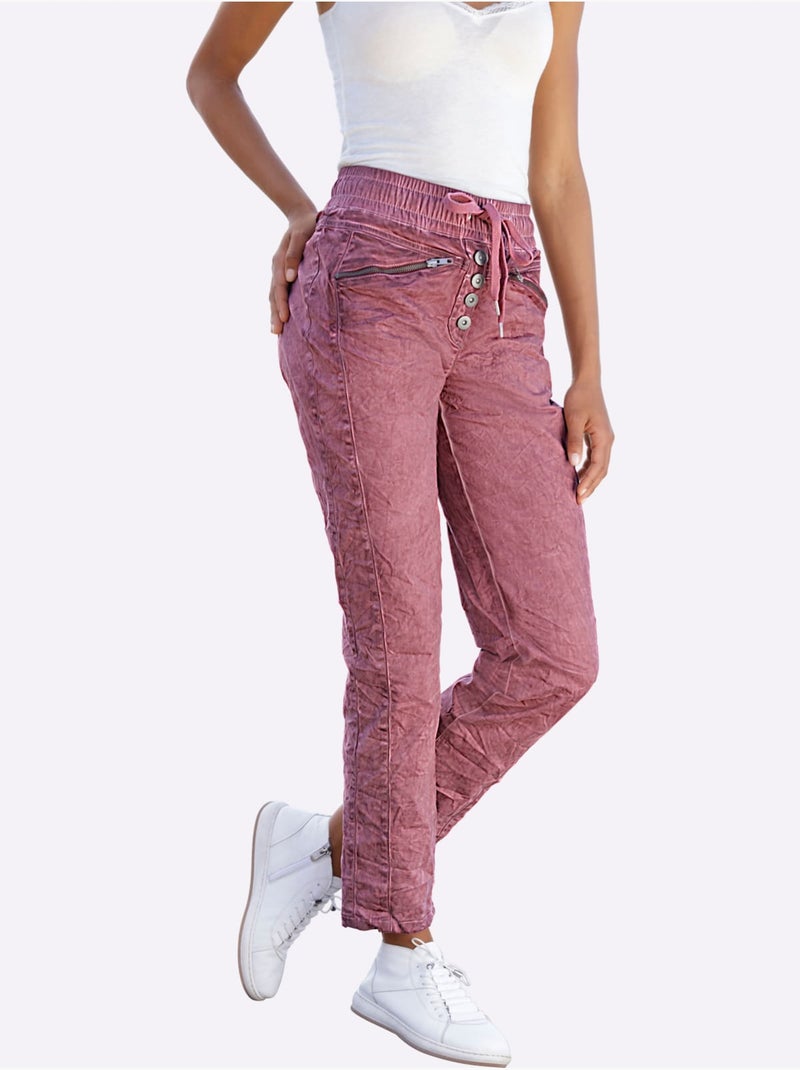Pantalon Slim Effet Délavé - Taille Standard - Helline Bordeaux - Kiabi