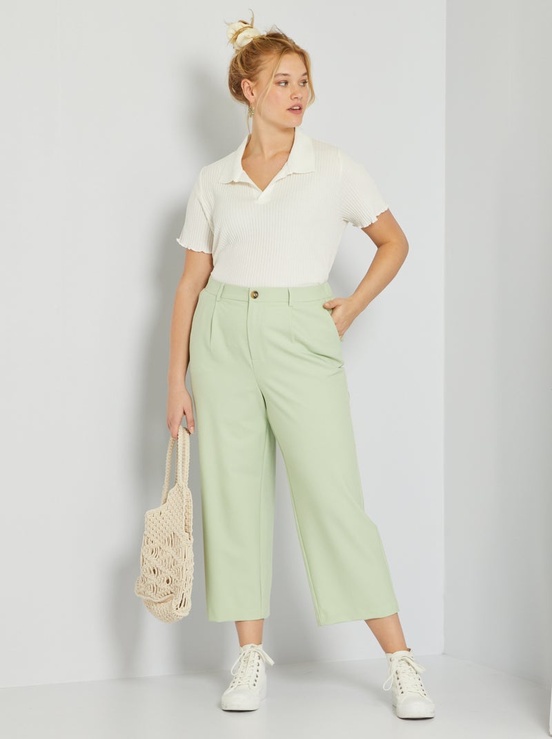 Pantalon slim élastiqué vert d'eau - Kiabi