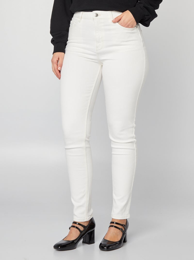 Pantalon slim en denim - 32L Blanc - Kiabi