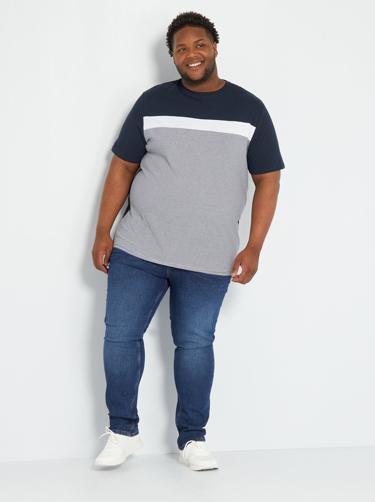 Jeans Slim à Rayures Roses Et Bleues - Taille 32 - Pantalon Décontracté Neuf Sans étiquette
